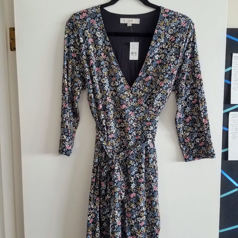 LOFT Floral Wrap Dress NWT